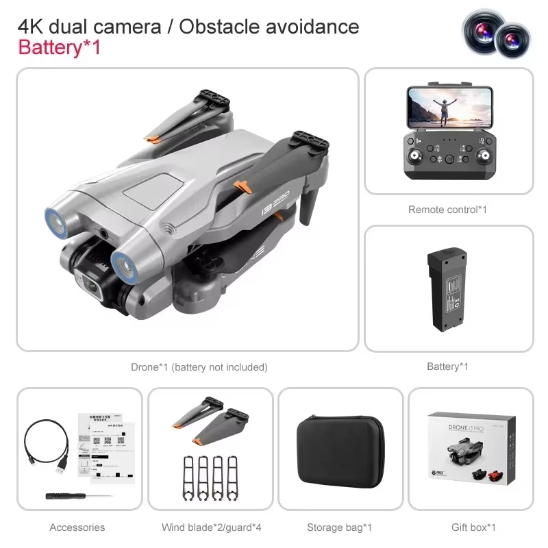 Drone Smart Rc Foldable - i3 Pro 드론 쿼드콥터: 4K 듀얼