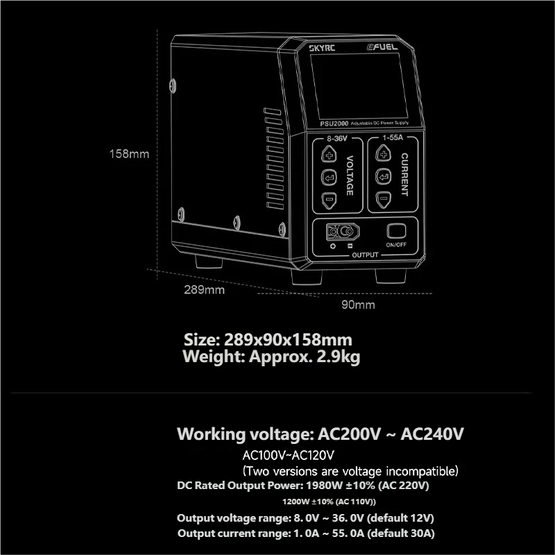 SKYRC PSU2000 1980W 조정 가능한 DC  - Drone With Rc 리뷰 및 가격